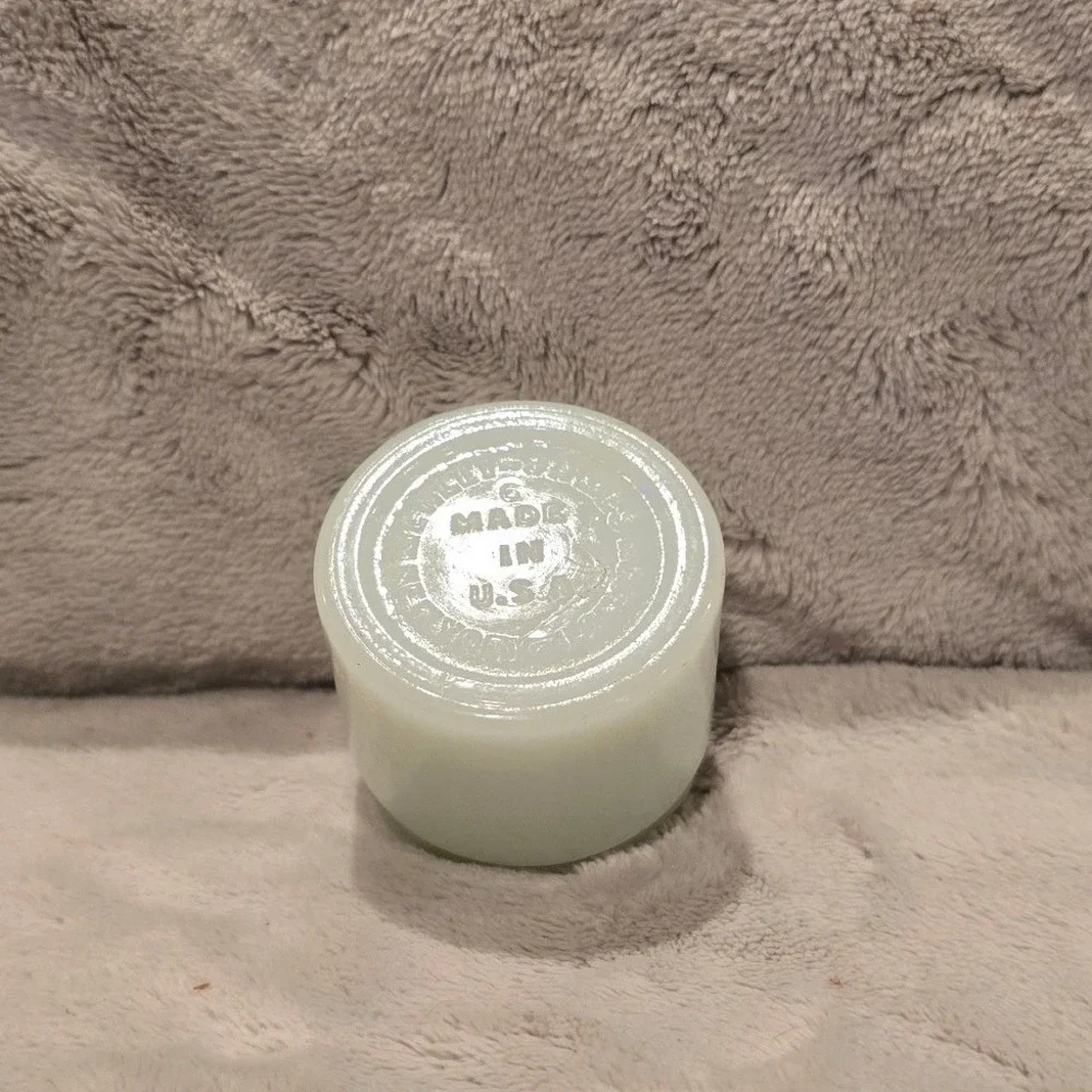 Vintage Menley-James Milk Glass Cosmetic Jar Made in USA White Vanity Pot
